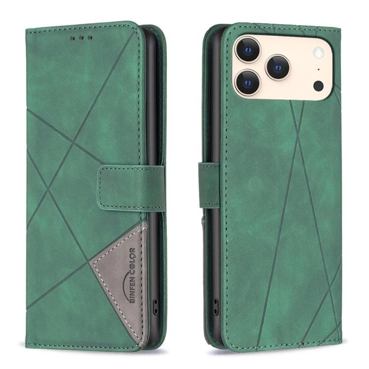 For iPhone 18 Pro Max / iPhone 17 Pro Max Magnetic Buckle Rhombus Texture Leather Phone Case