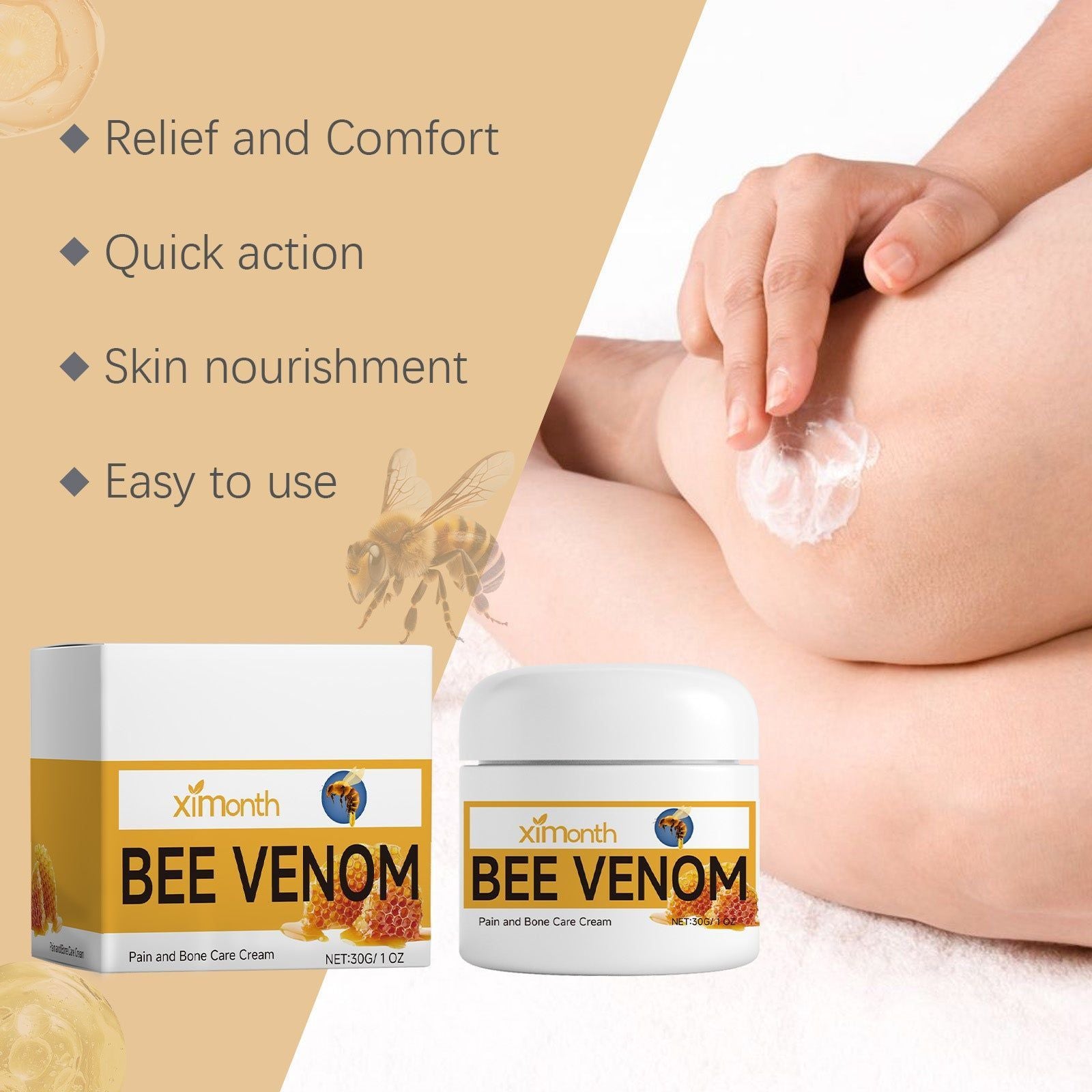 Bee Venom Joint Relief Cream for Body Joint Care, Muscle Pain, Fast Relief ,30g