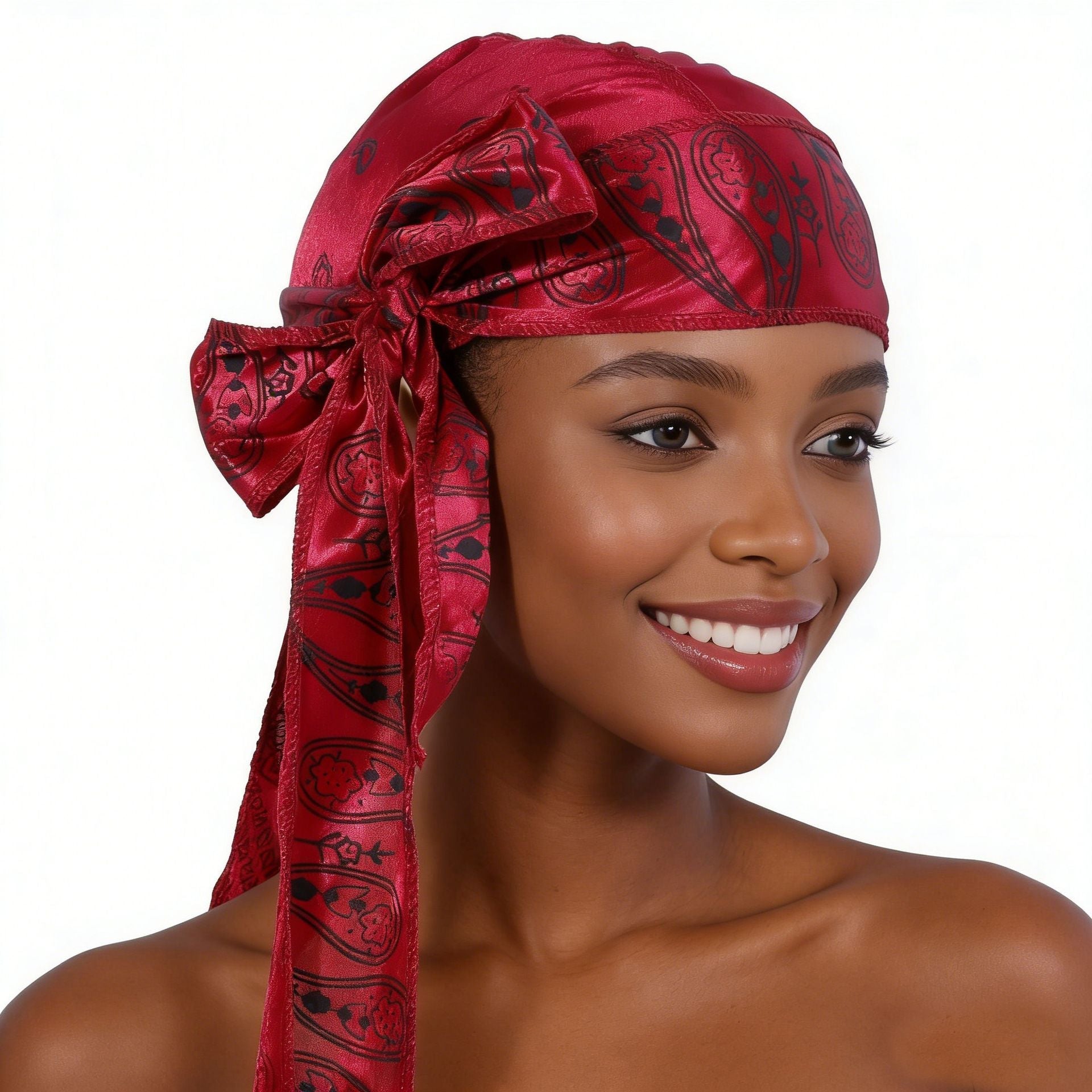 Green Satin Pirate Head Scarf Bandana for Women