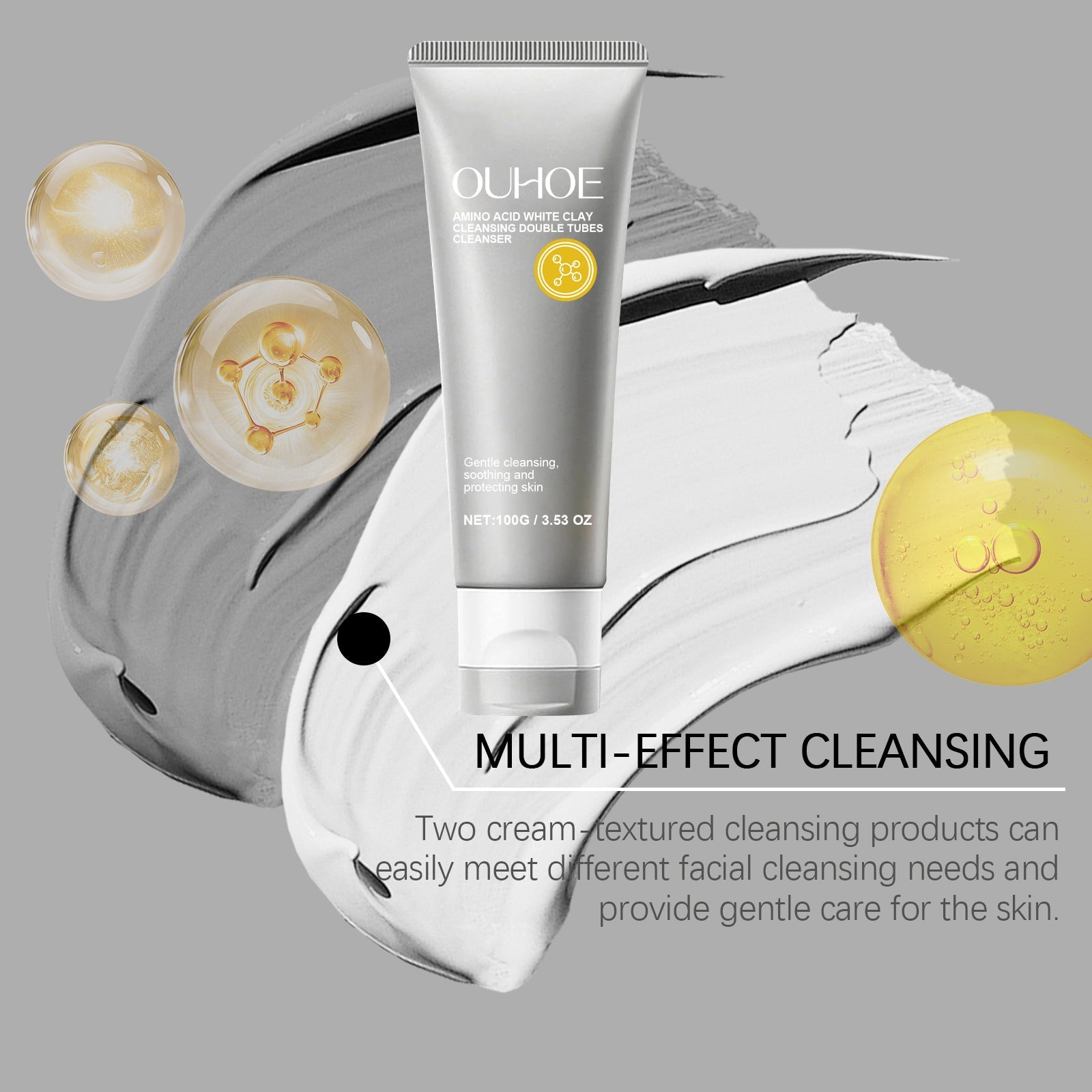 Amino Acid Double Tube Facial Cleanser, Hydrating Gentle Cleansing, Brightening, Moisturizing ,100g