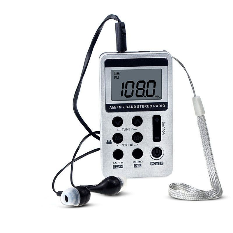 Mini Digital Radio Portable Rechargeable AM FM Radio With Headphone For Walking Hiking