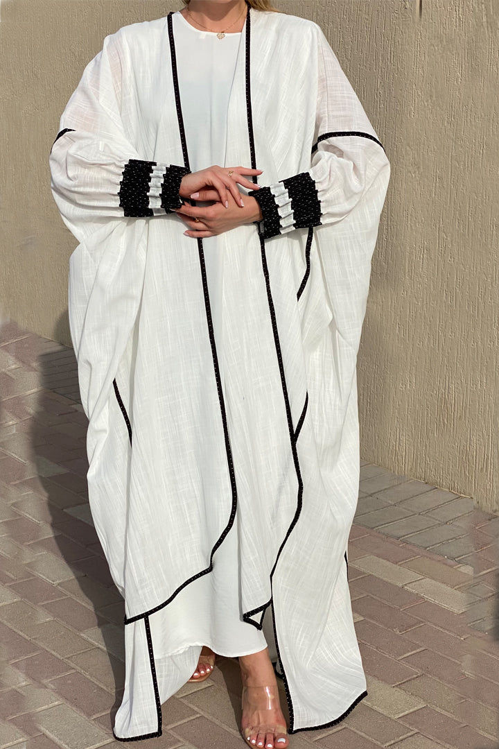 MOiSTREET White Linen Casual Abaya