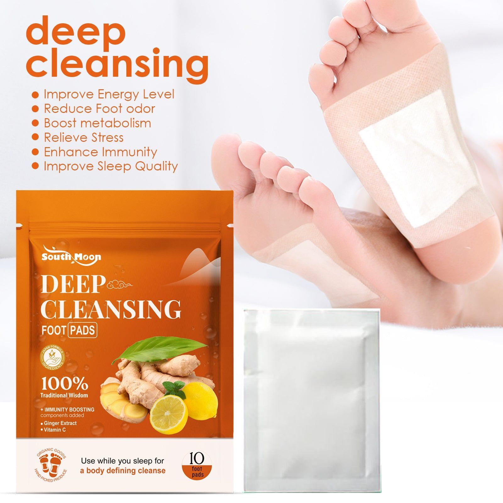 Boost Your Metabolism and Shape Your Body with Ginger Foot Patch for Better Sleep and Stress Relief ,10pcs