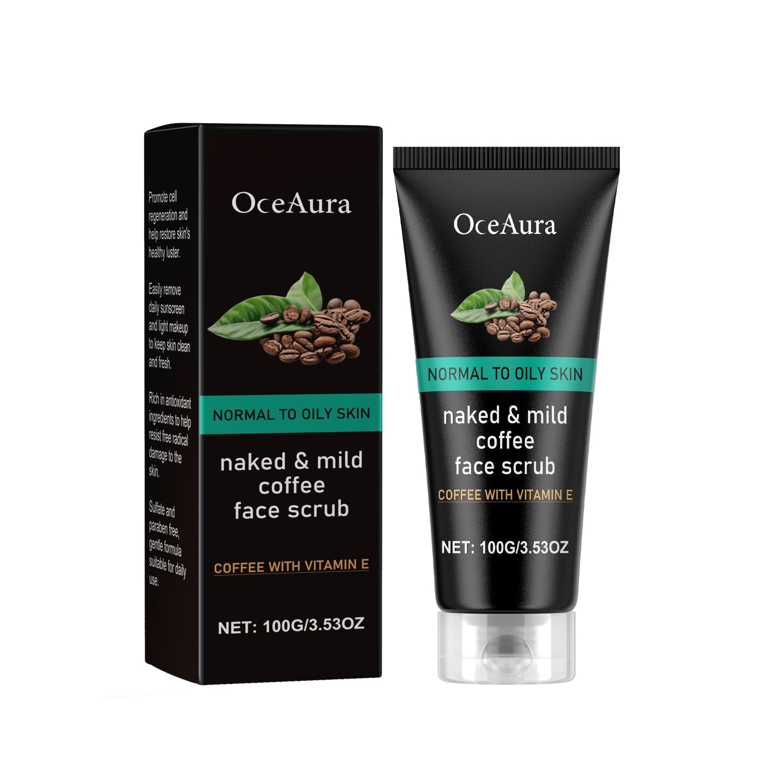 Caffeine Facial Cleansing, Exfoliating Blackhead Remover, Pore Purifying, Skin Brightening, Hydrating, Anti-Aging ,100g