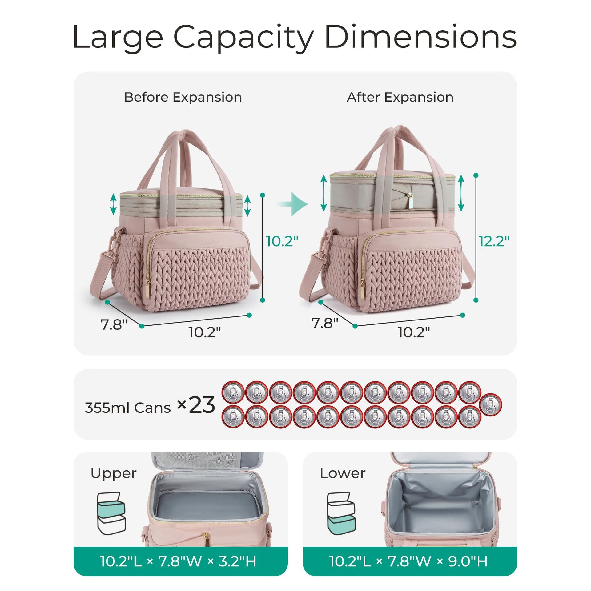 Double Layer Insulated Lunch Bag for Women