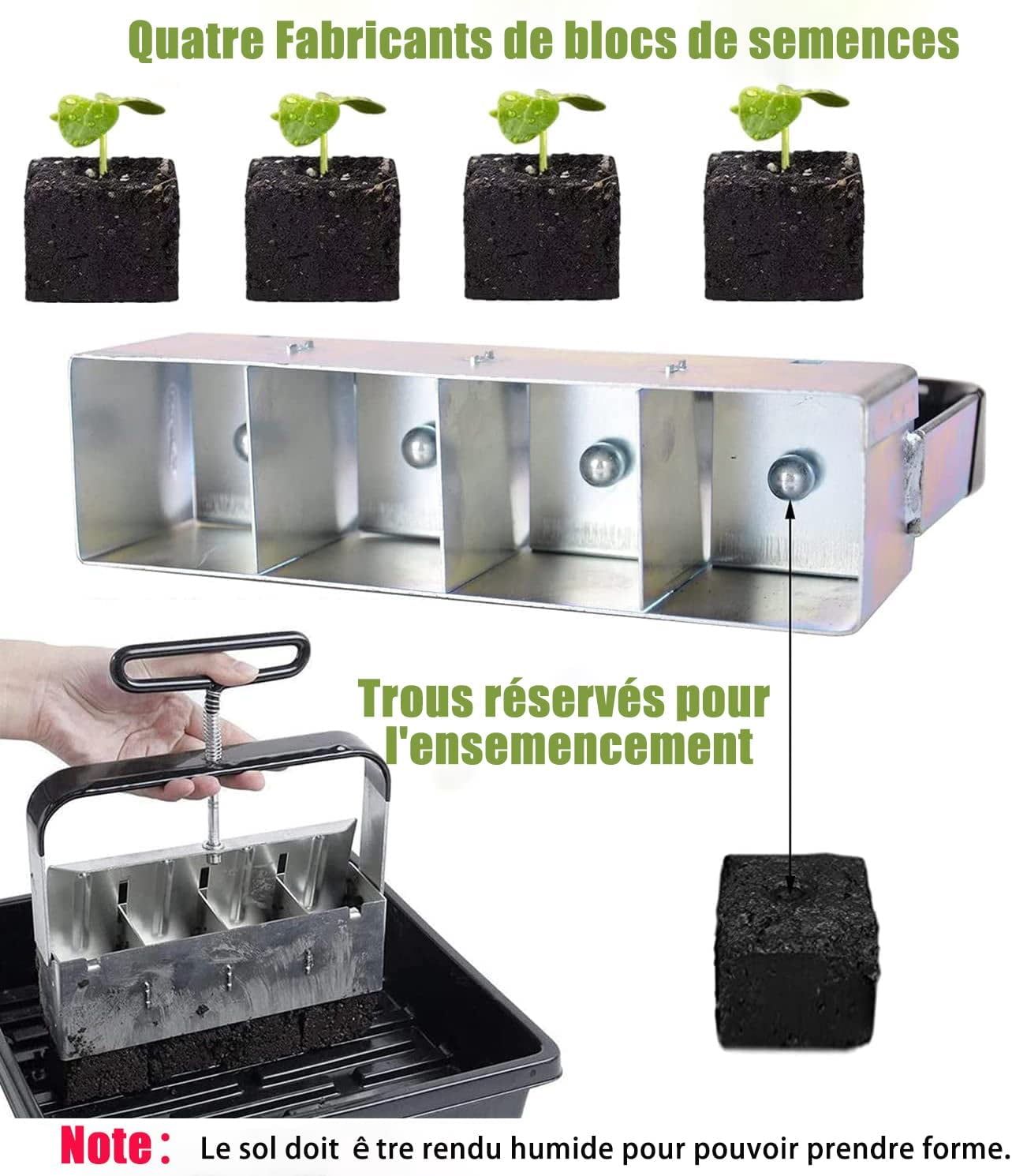 Plant Soil Block Maker Soil Block Maker Quad Manual Blocking Tool for Garden