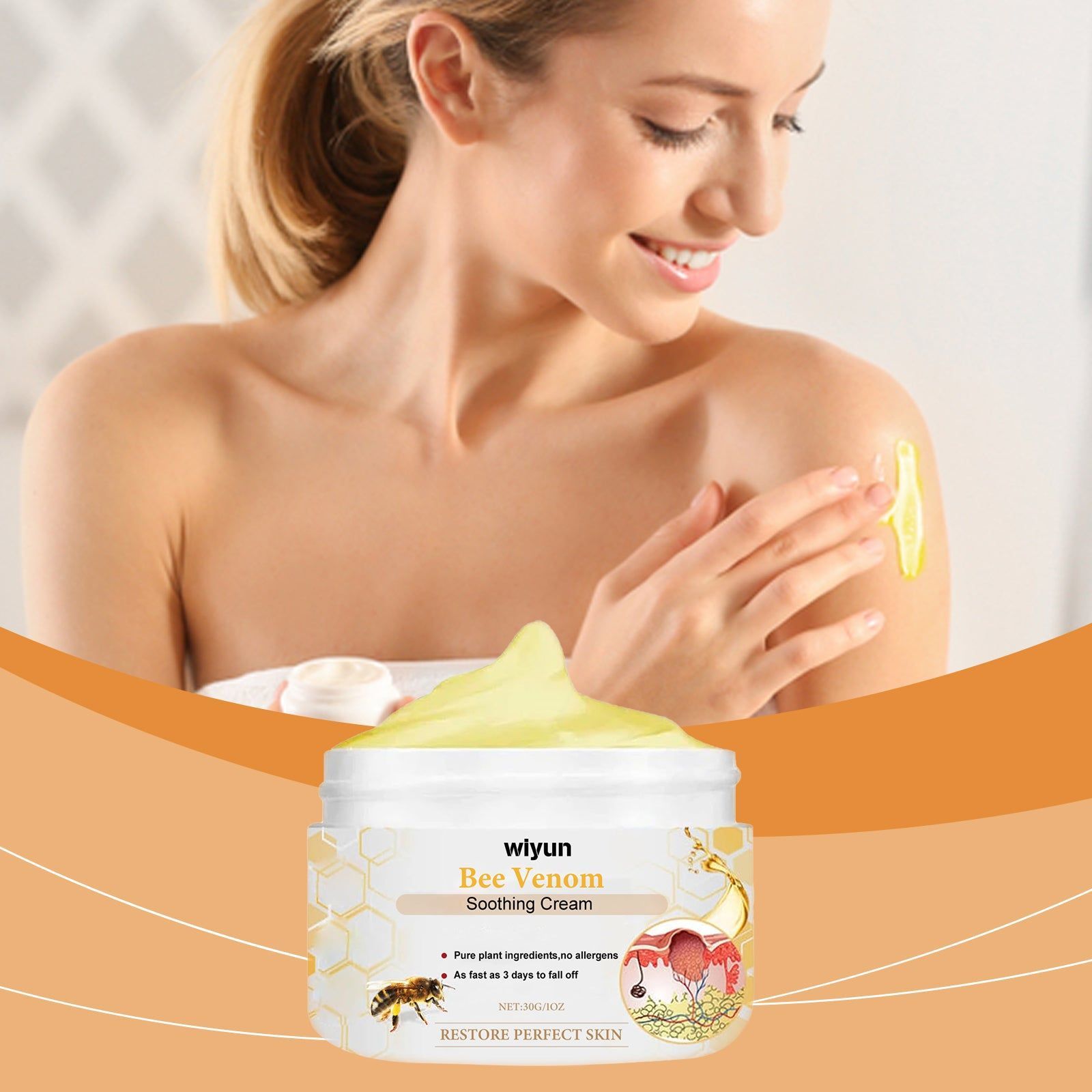 Bee Venom Moisturizer, Hydrating Skin Care, Natural Repair, Long-Lasting Moisturize ,30g