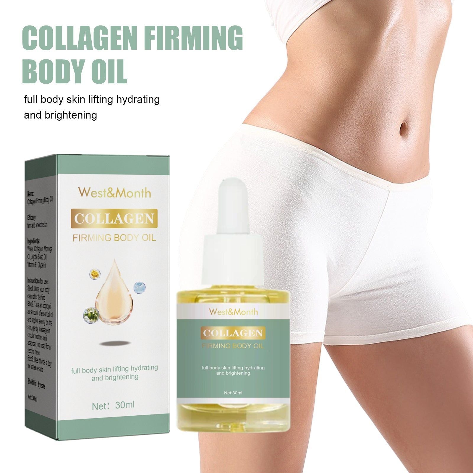 Collagen Body Oil, Firming and Smoothing Skin, Anti-Aging Moisturizer ,30ml