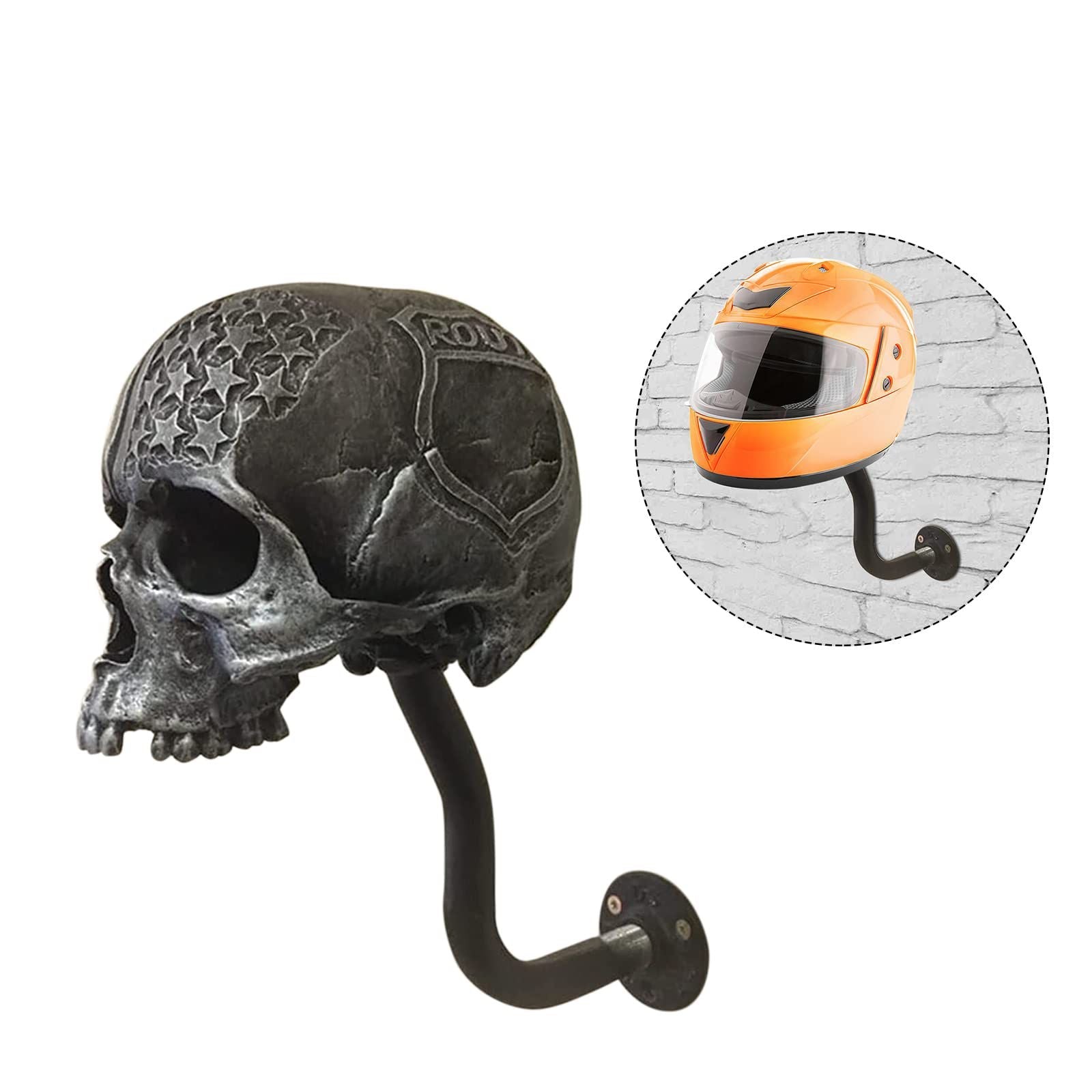 Motorcycle Skull Helmet Holder Skull Shape Helmet Holder Wall Decoration