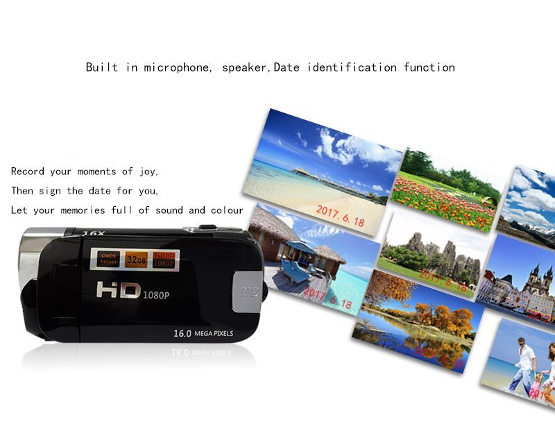 Digital Camera 16 Million Pixel 1080P HD Camcorder DV Video Recorder With LED Light