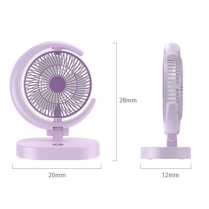 Portable Desktop Fan USB Charging Small Fan Moon Shape Fan With Light