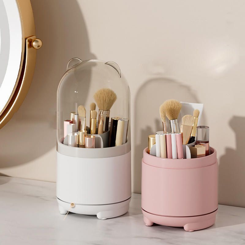 Makeup Brush Holder Dustproof Rotating Brush Organizer Pen Storage Box