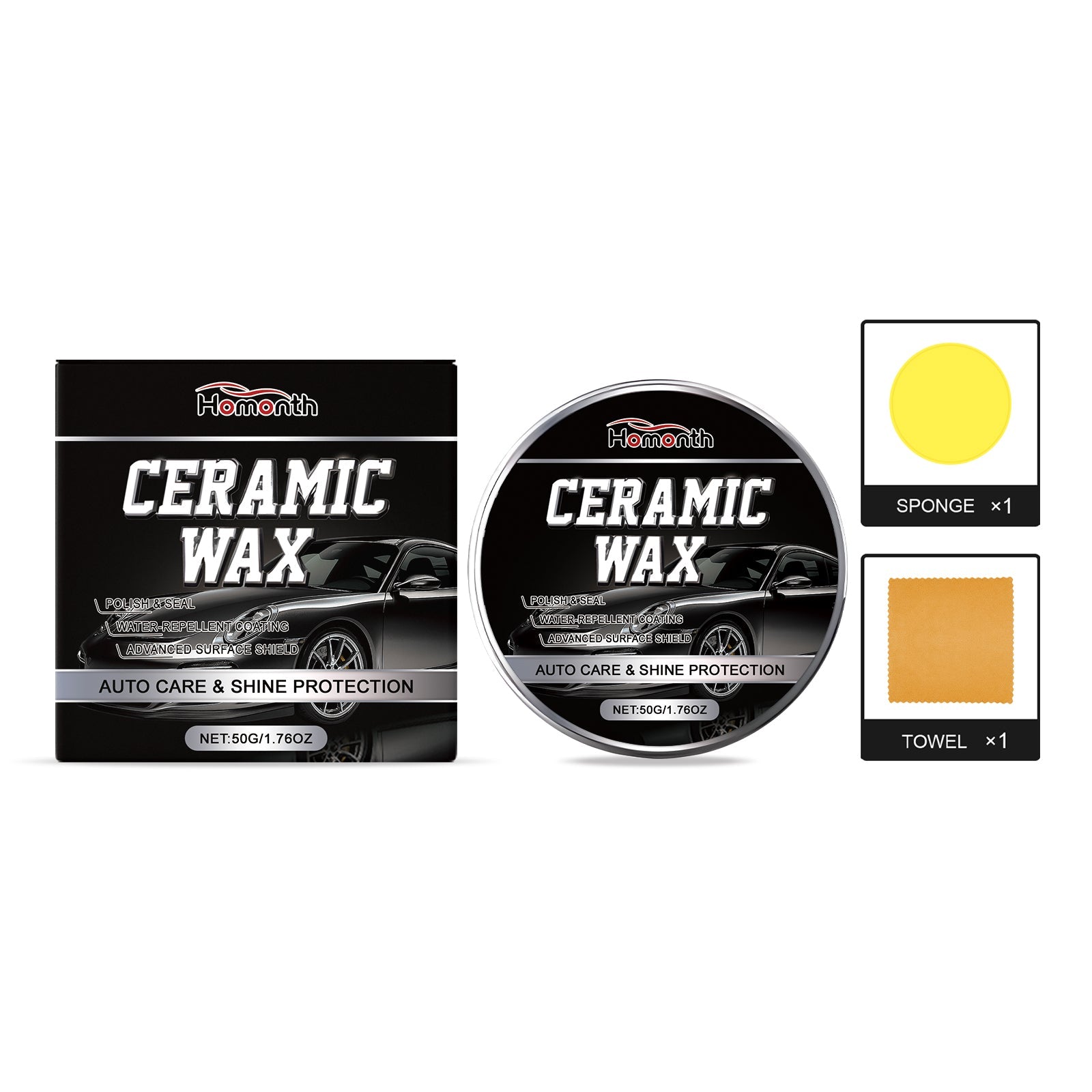 Car Care Wax Set, Car Paint Polish, Maintenance, Anti-Fouling, Easy Surface Refurbishment ,1set