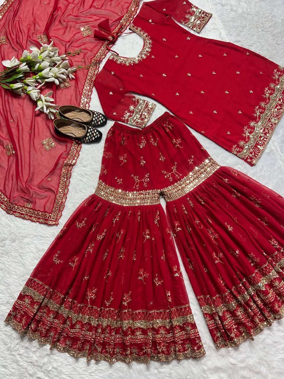 Fab Zone Sharara Plazzo Style Suit with Stylish Top