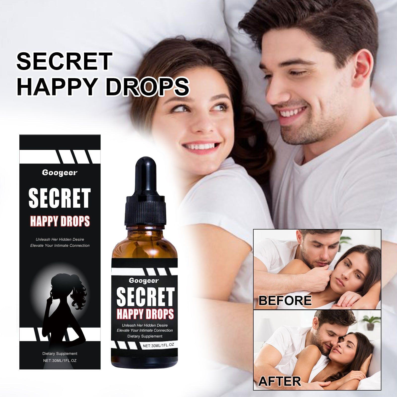 Secret Happiness Drops for Body Care, Boost Intimacy, Enhance Energy, Natural Wellness ,30ml