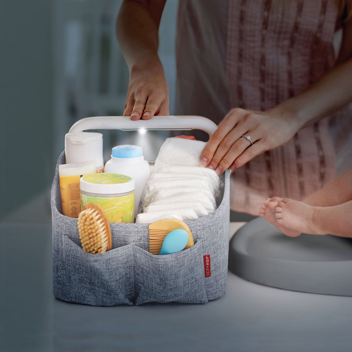 Skip Hop Light-Up Diaper Caddy - Grey