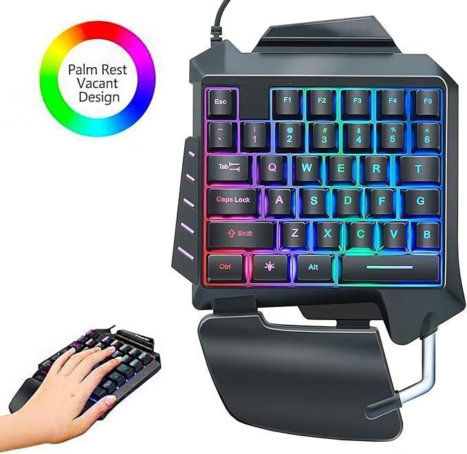 One Hand Gaming Keyboard Mini Mechanical RGB Backlit Keyboard Game Controller