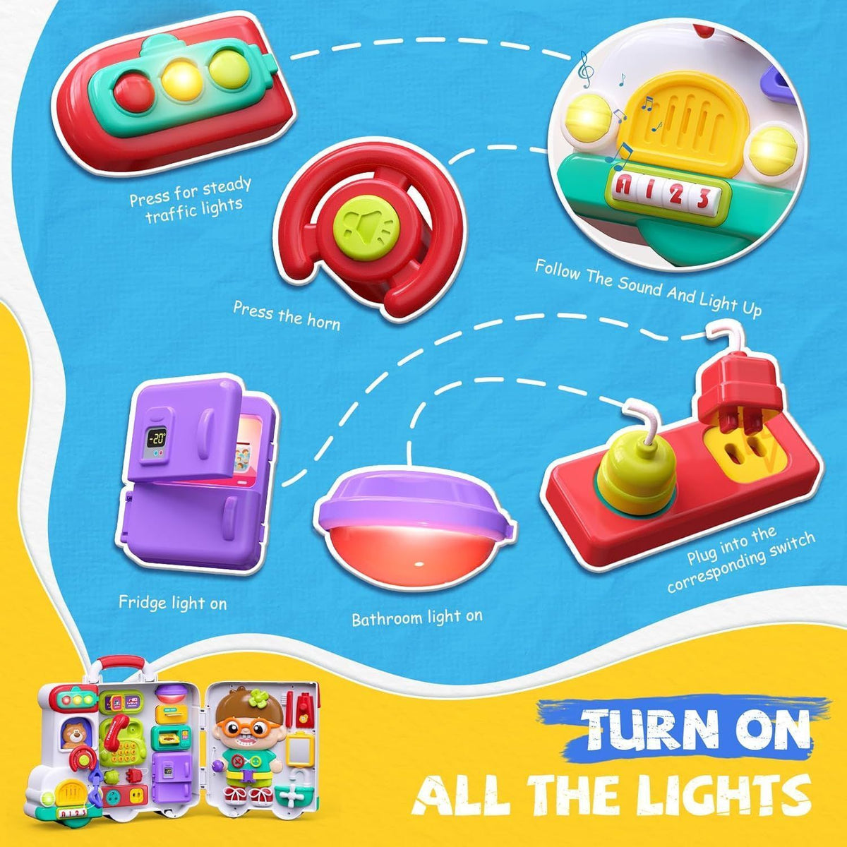 54 In 1 Busy Board Montessori Toys Gift Educational Montessori Toys for 1 Year Old Child