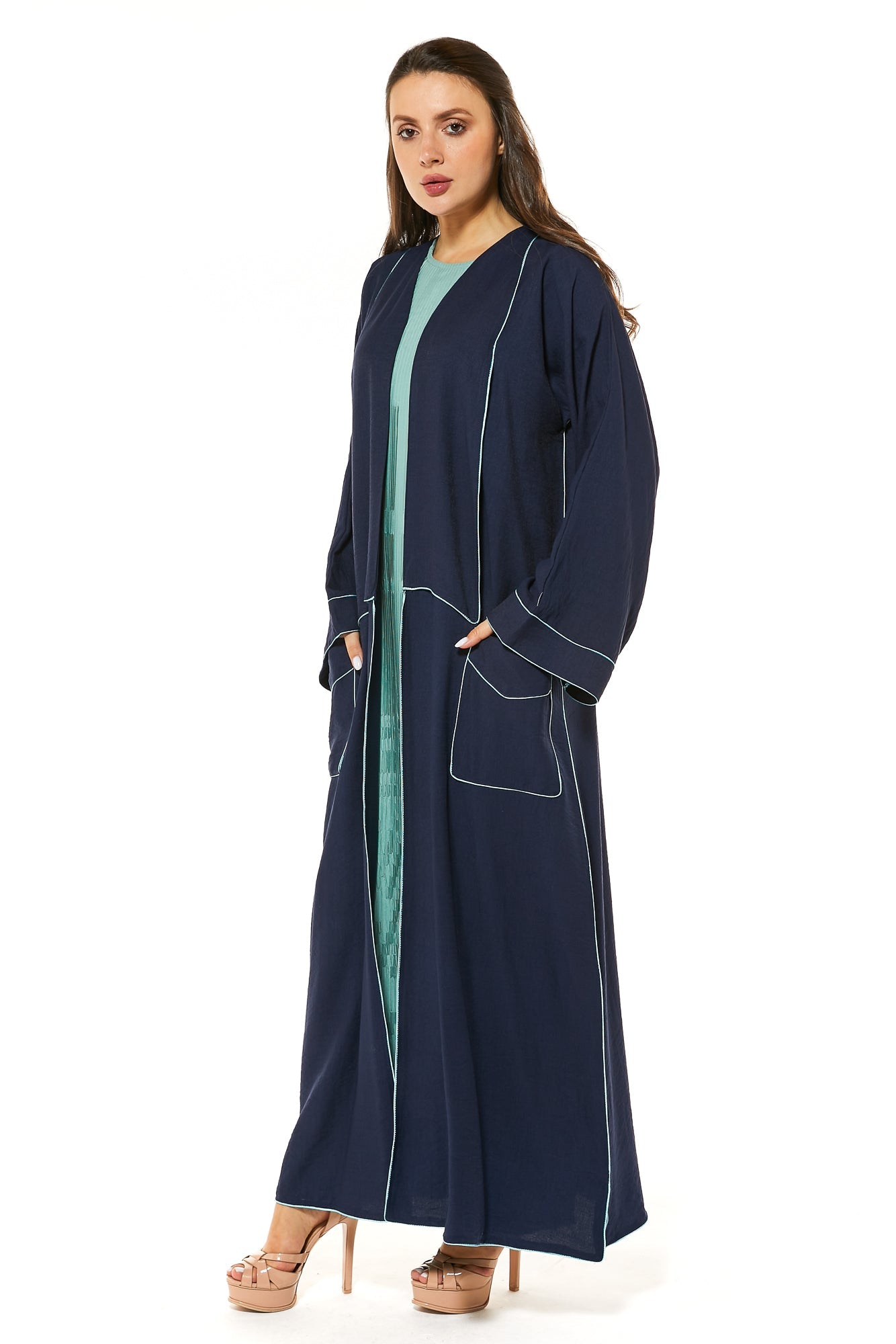 MOiSTREET Navy Casual Abaya with Pockets