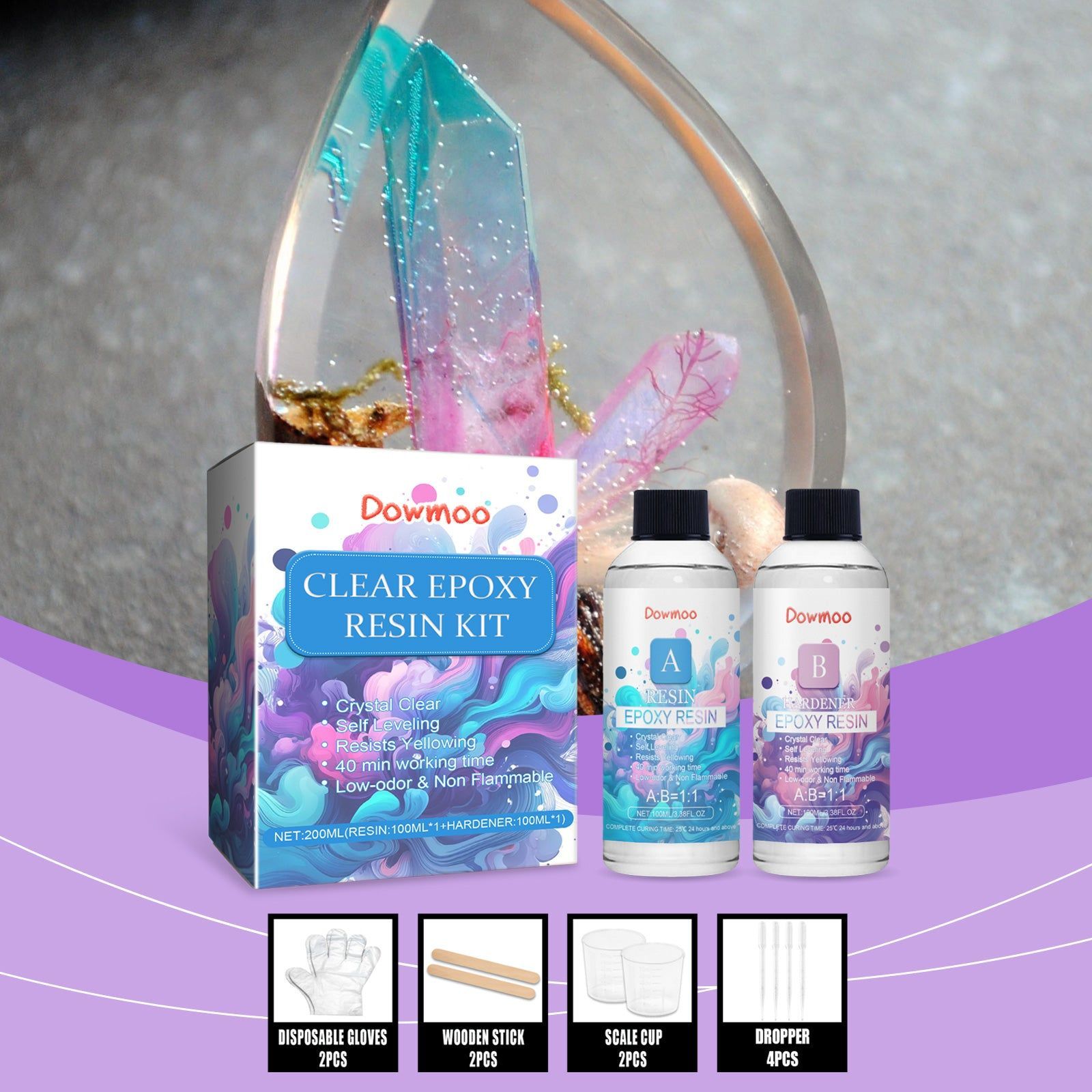 Create Stunning DIY Art with Clear Epoxy Resin Kit, High Transparency, Yellowing Resistance ,1set