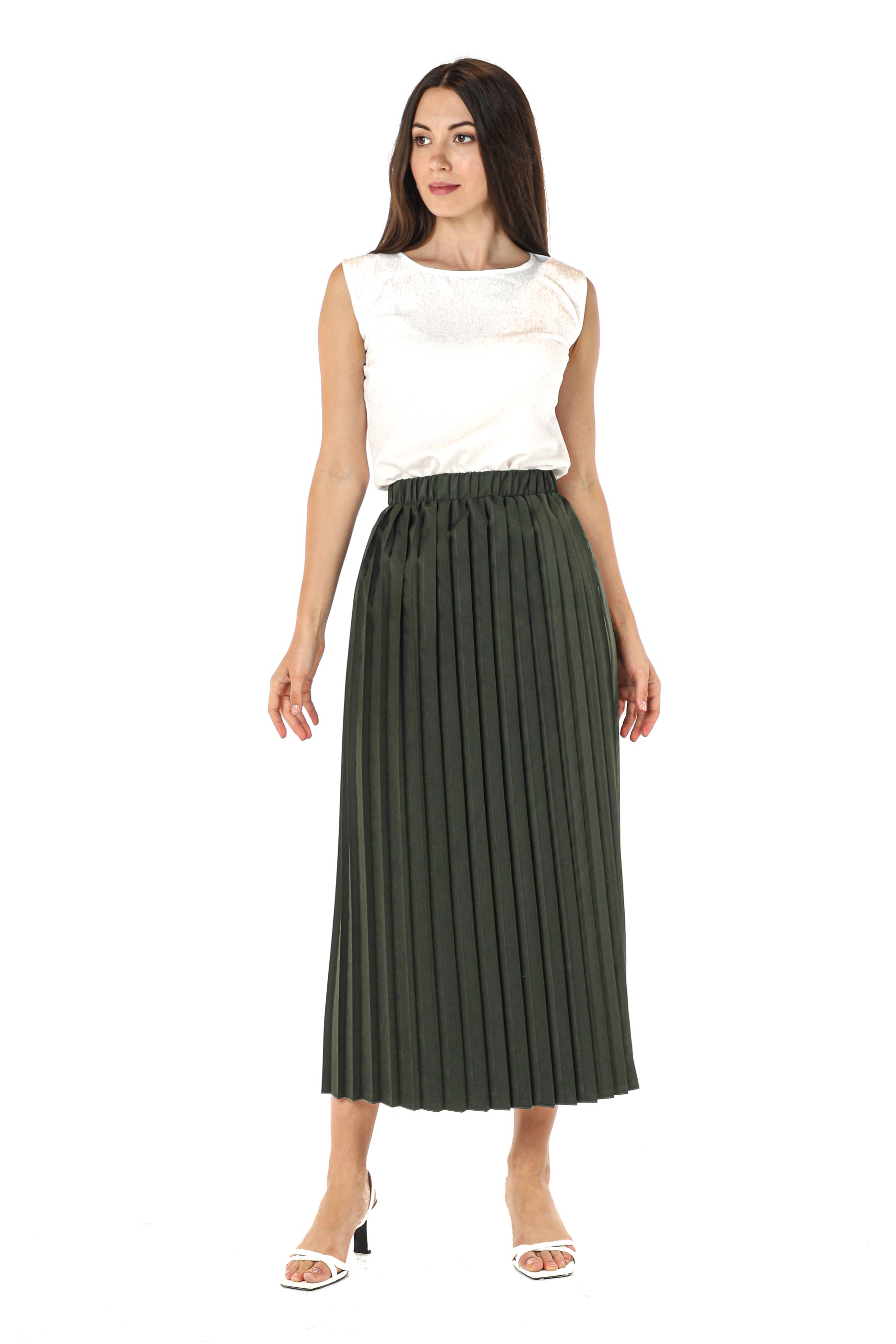 MOiSTREET Green Shamua Pleated Skirt