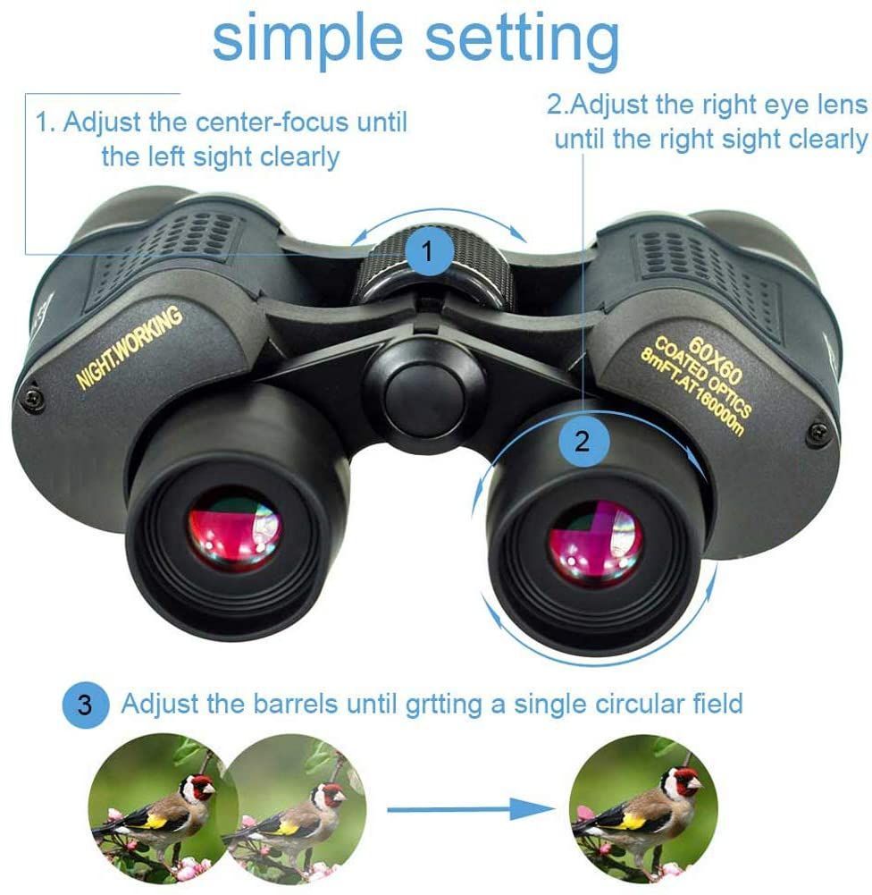60X60 3000M HD Professional Hunting Binoculars Telescope Night Vision