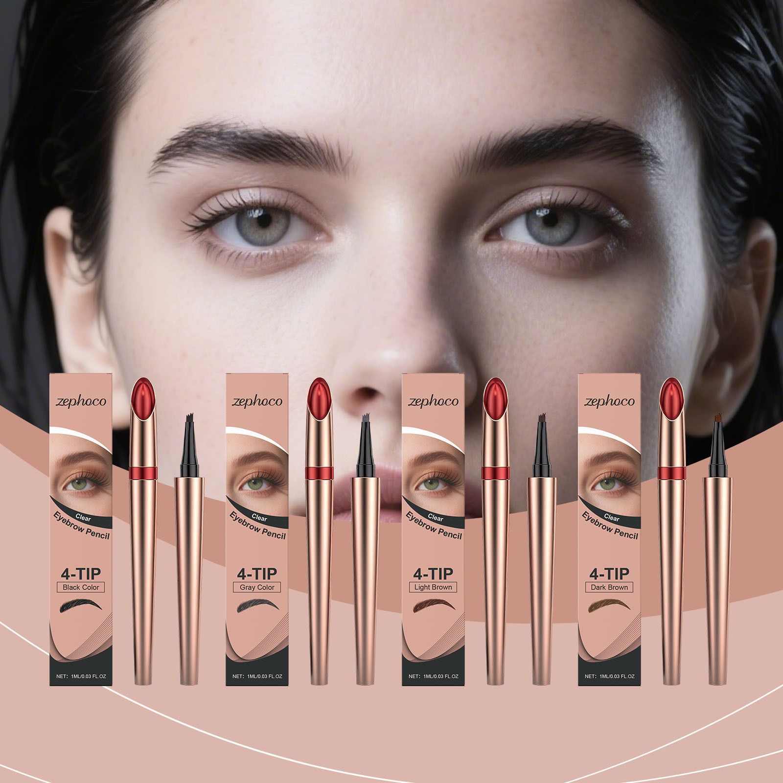 1ml Microblading Eyebrow Pen with 4 Tip and Waterproof Formula