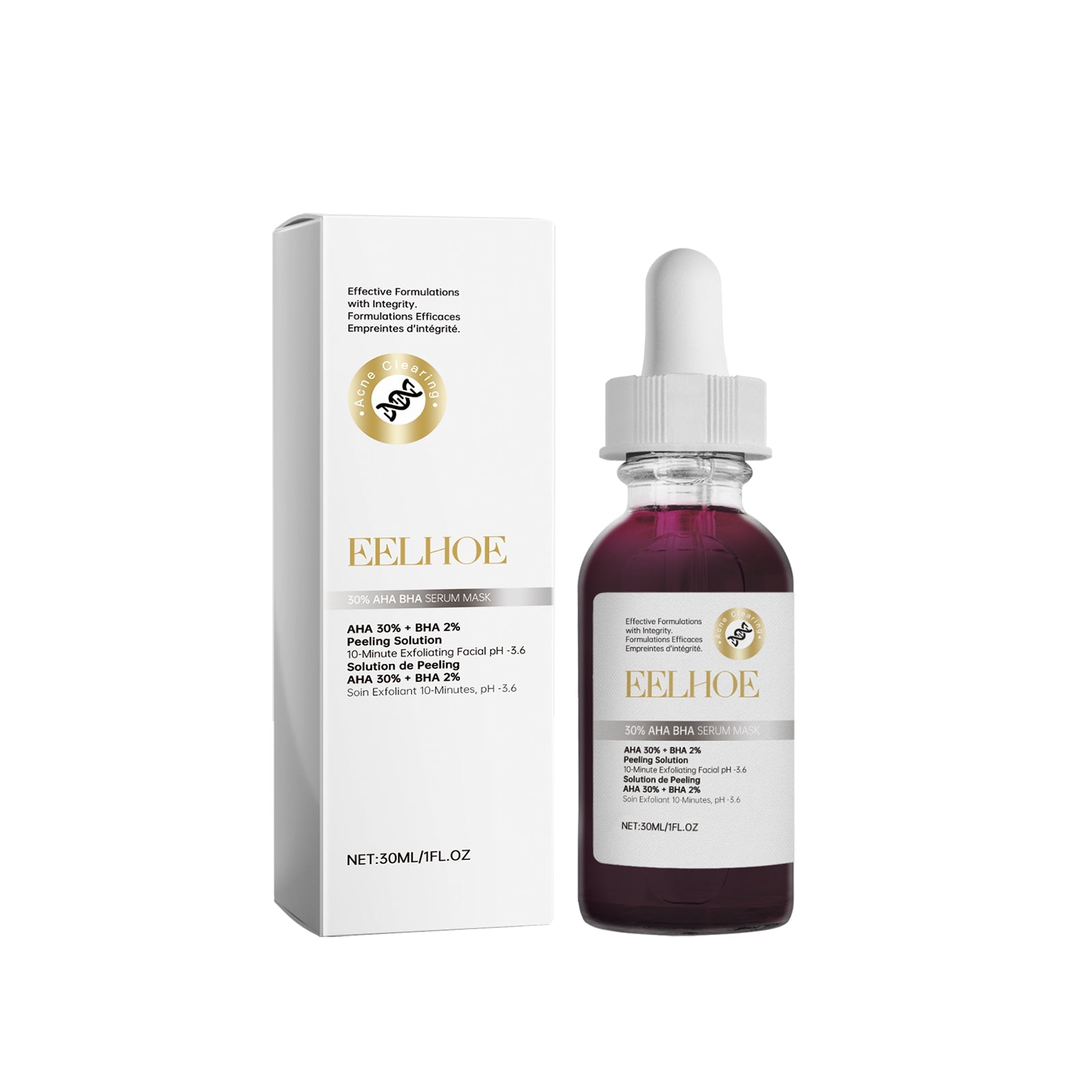 30% Fruit Acid Salicylic Acid Essence Mask, Gentle Facial Care, Clear, Hydrate, Brighten Skin ,30ml