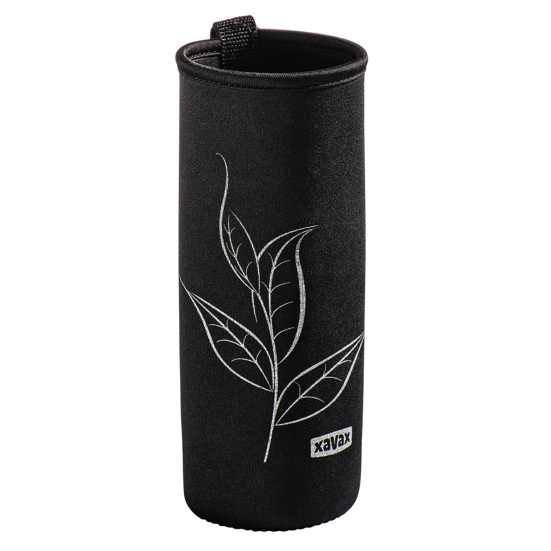 XAVAX 111233 Glass Drinking Bottle with Sieve and Neoprene Sleeve, 500 ml, black