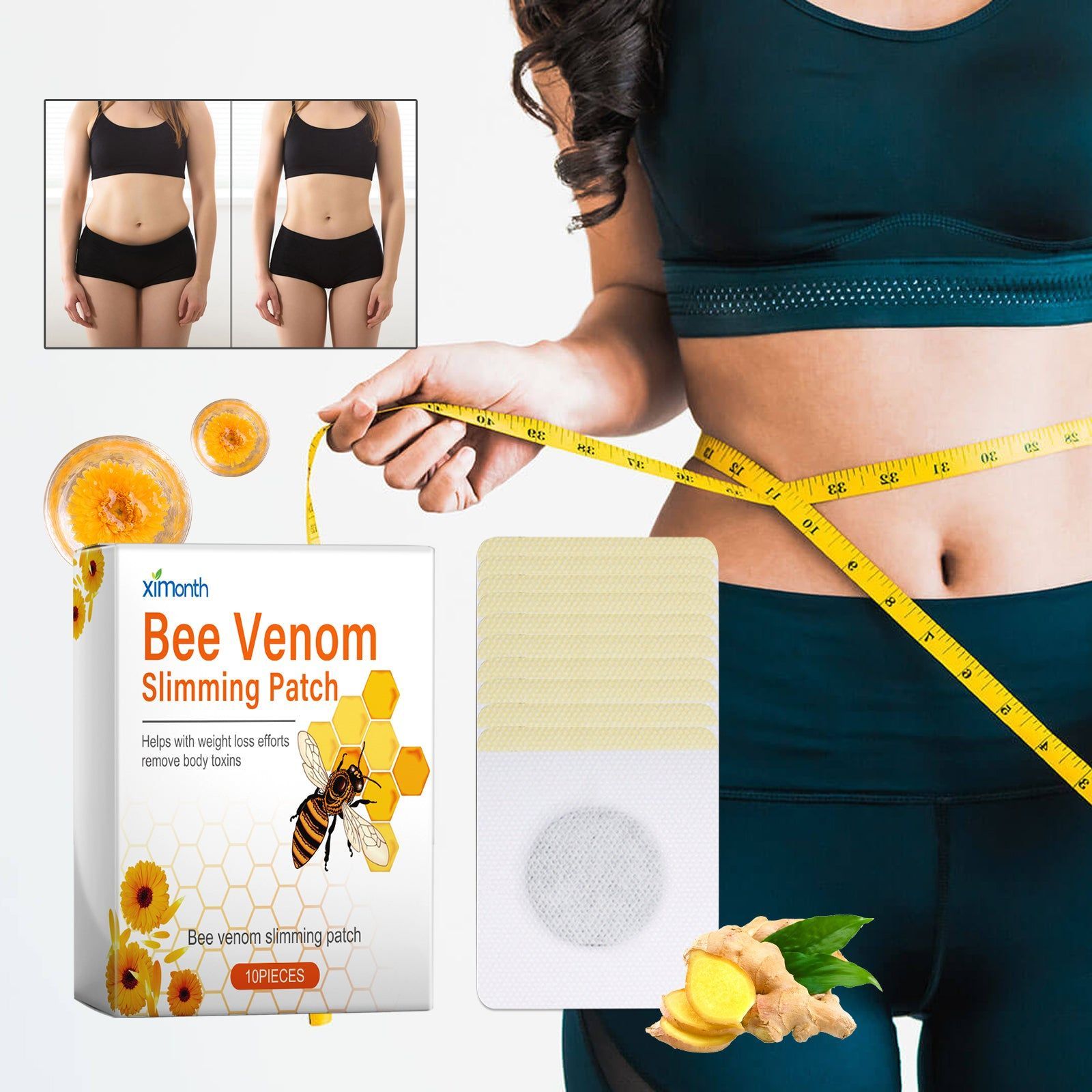 Bee Venom Slim Body Patch, Fat Burning, Curves, Fatigue Relief ,10pcs
