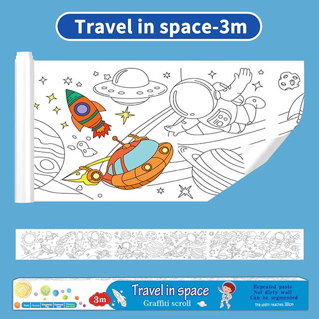 3 Meters Color Drawing Kids Paper Sticker Roll – Creative Themed Stickers for Arts & Crafts (300cm x 38cm)
