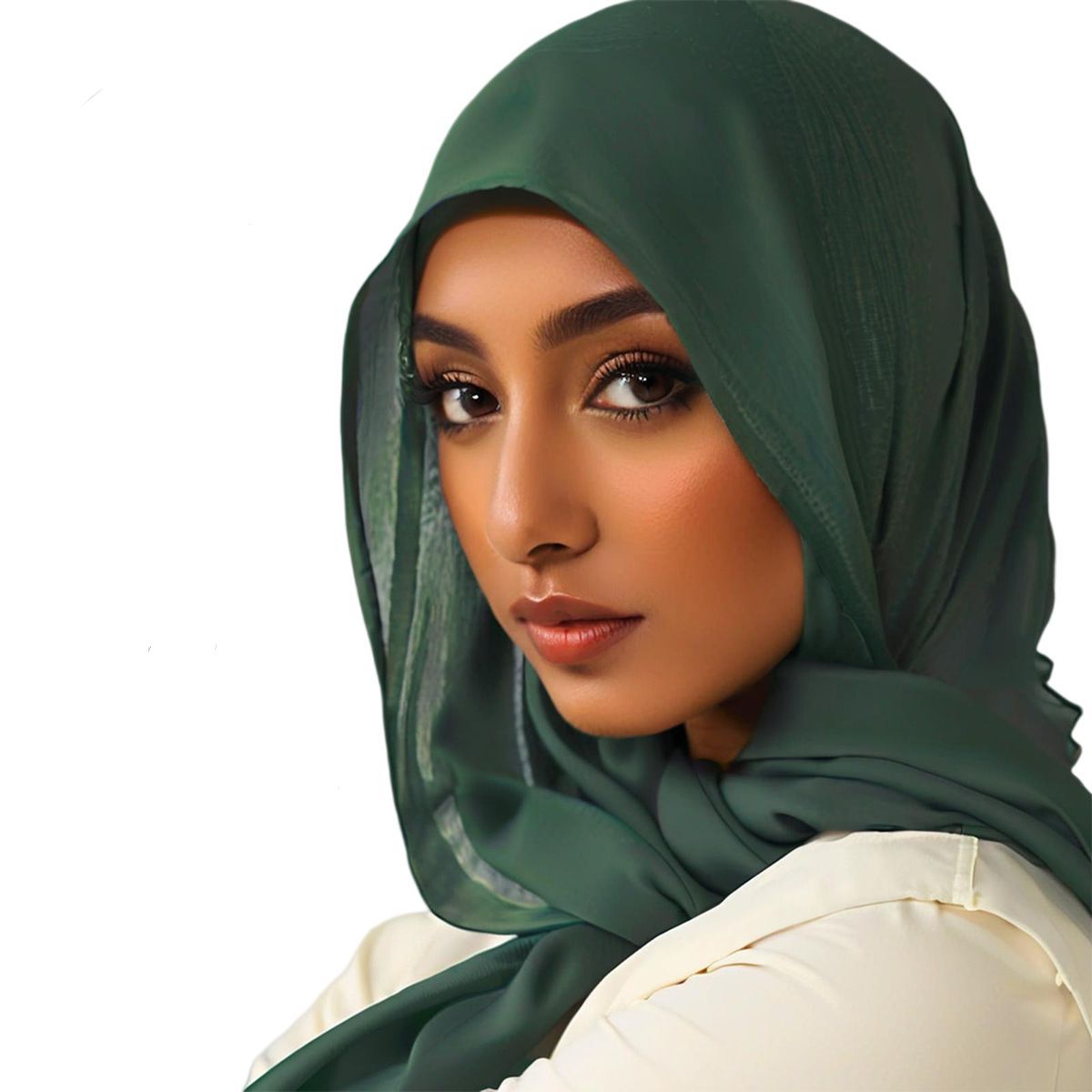 Dark Green Cotton Hijab Scarf for Women 190x85cm