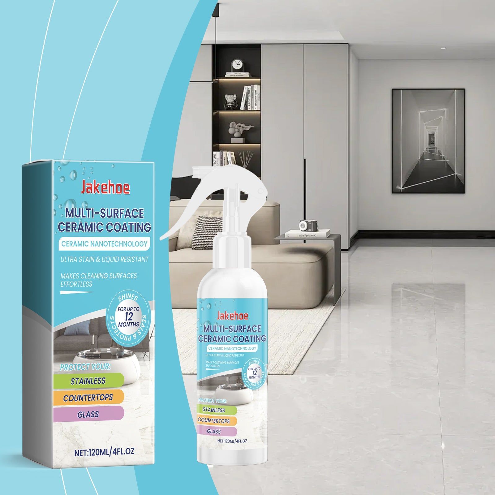 Ceramic Coating Spray, Clean & Protect, Scratch-Resistant, Waterproof, Easy Polishing ,120ml