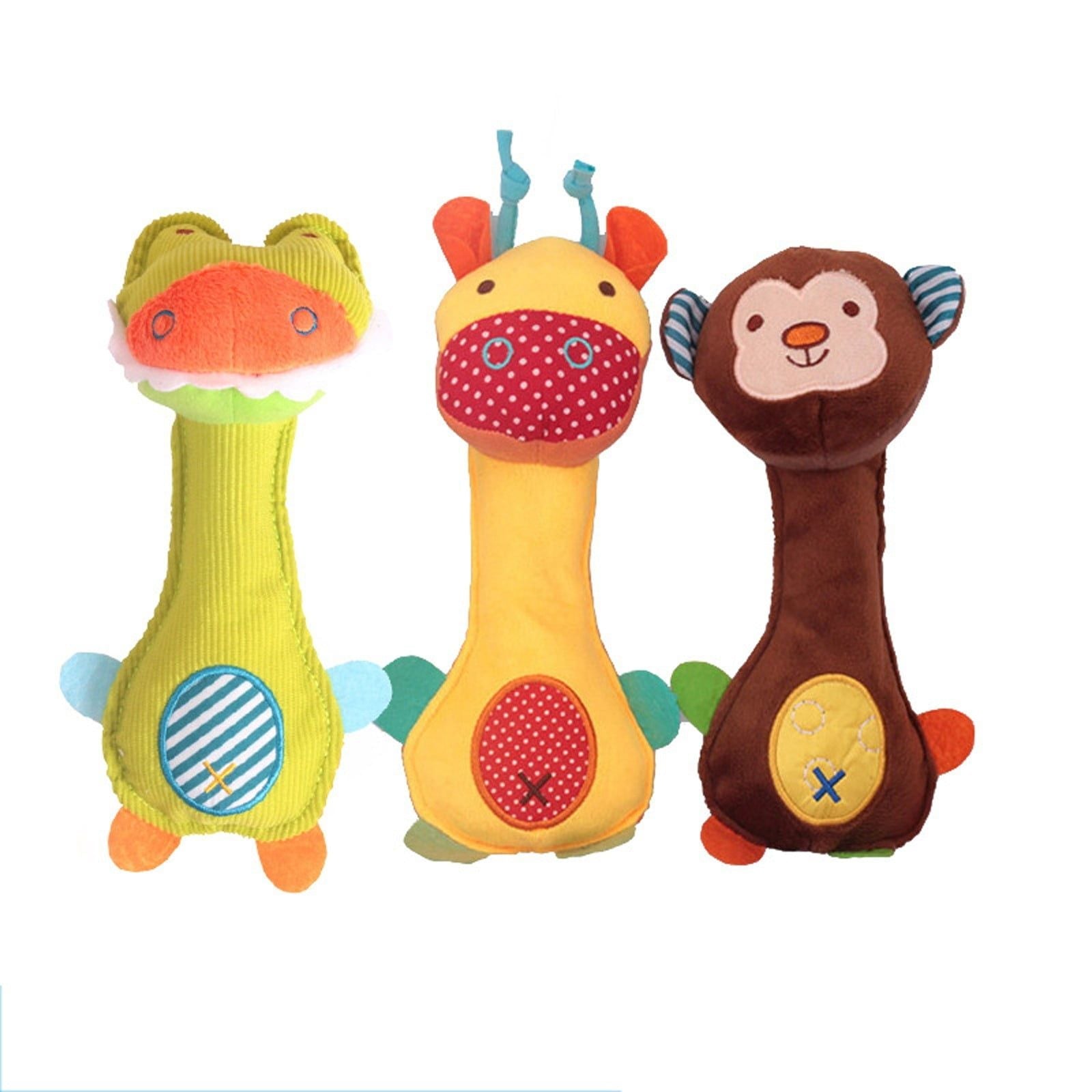 5 Pack Baby Rattle Toy Cartoon Animal Plush Doll Soft Soothing Sensory Toy for Newborns