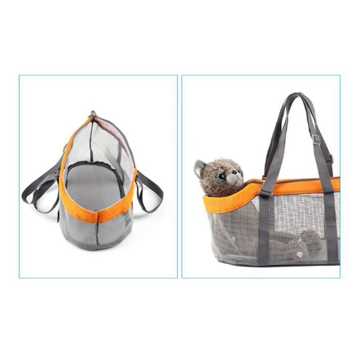 Portable Mesh Pet Bag Breathable Outdoor Pet Carriers Handbag Large Capacity Foldable Cat Bag