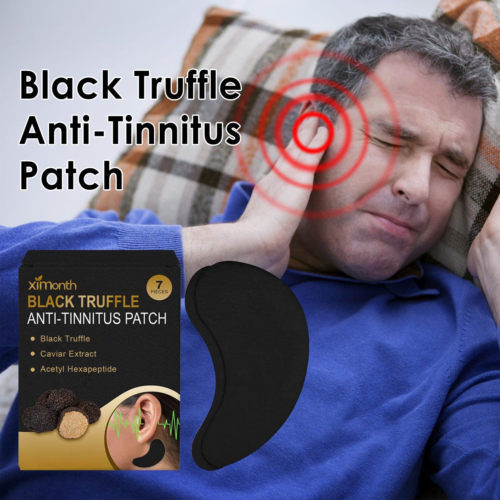 Black Truffle Ear Care Patches for Tinnitus Relief, Earwax Clean & Inner Ear Comfort ,7pcs