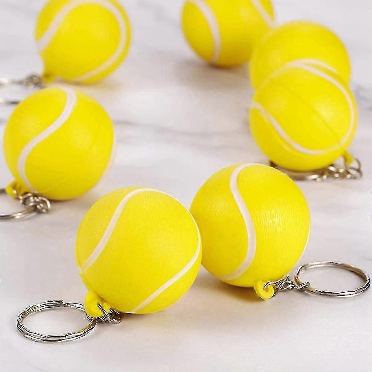 24 Pack Tennis Ball Keychains Mini Stress Relief Sports Ball Carnival Prize Rewards Gifts