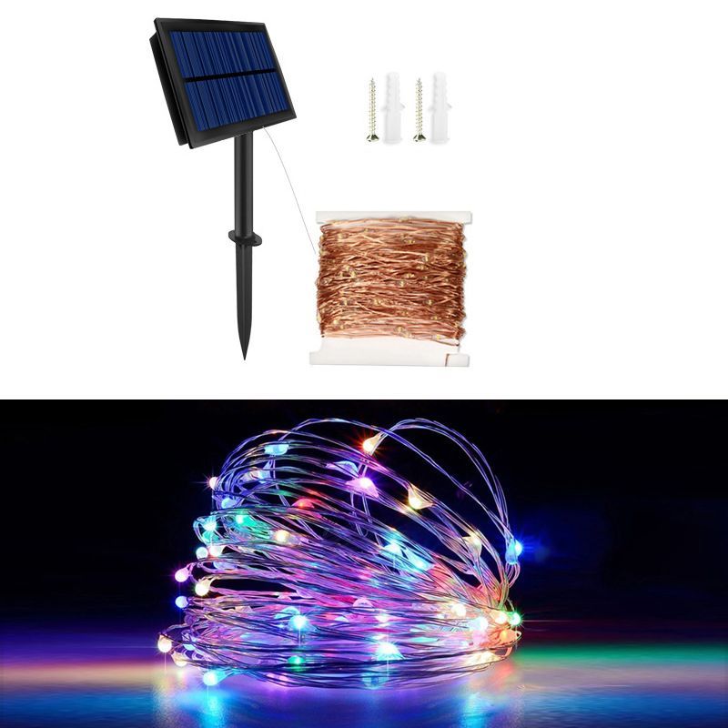 Outdoor Solar Copper Wire Lights Waterproof Fairy String Lamp With 8 Modes