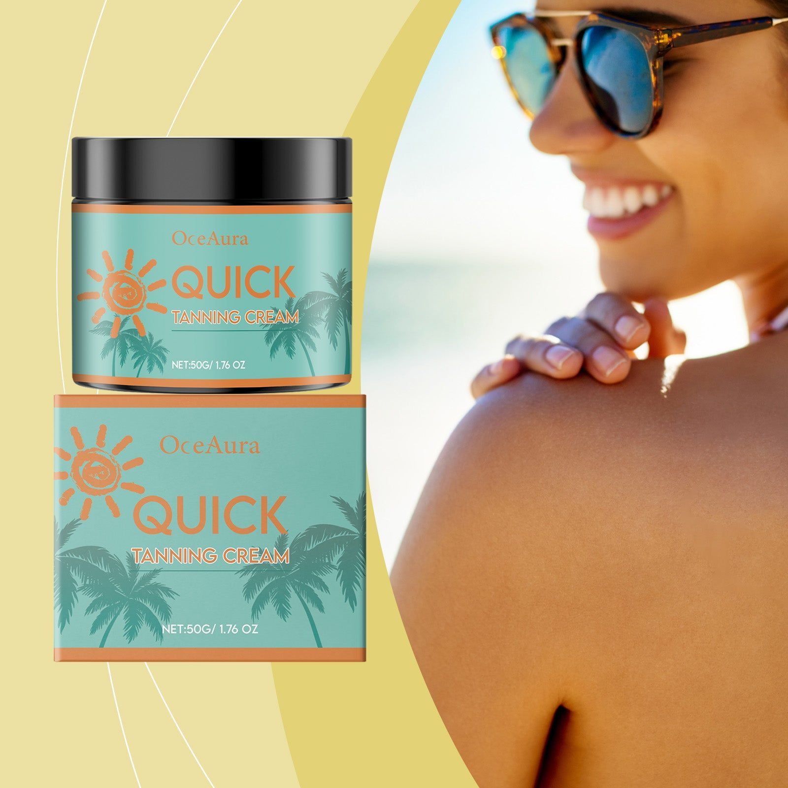 Black Aid Series Tanning Moisturizer, Sunless Body Cream, Hydrating, Non-Greasy ,50g
