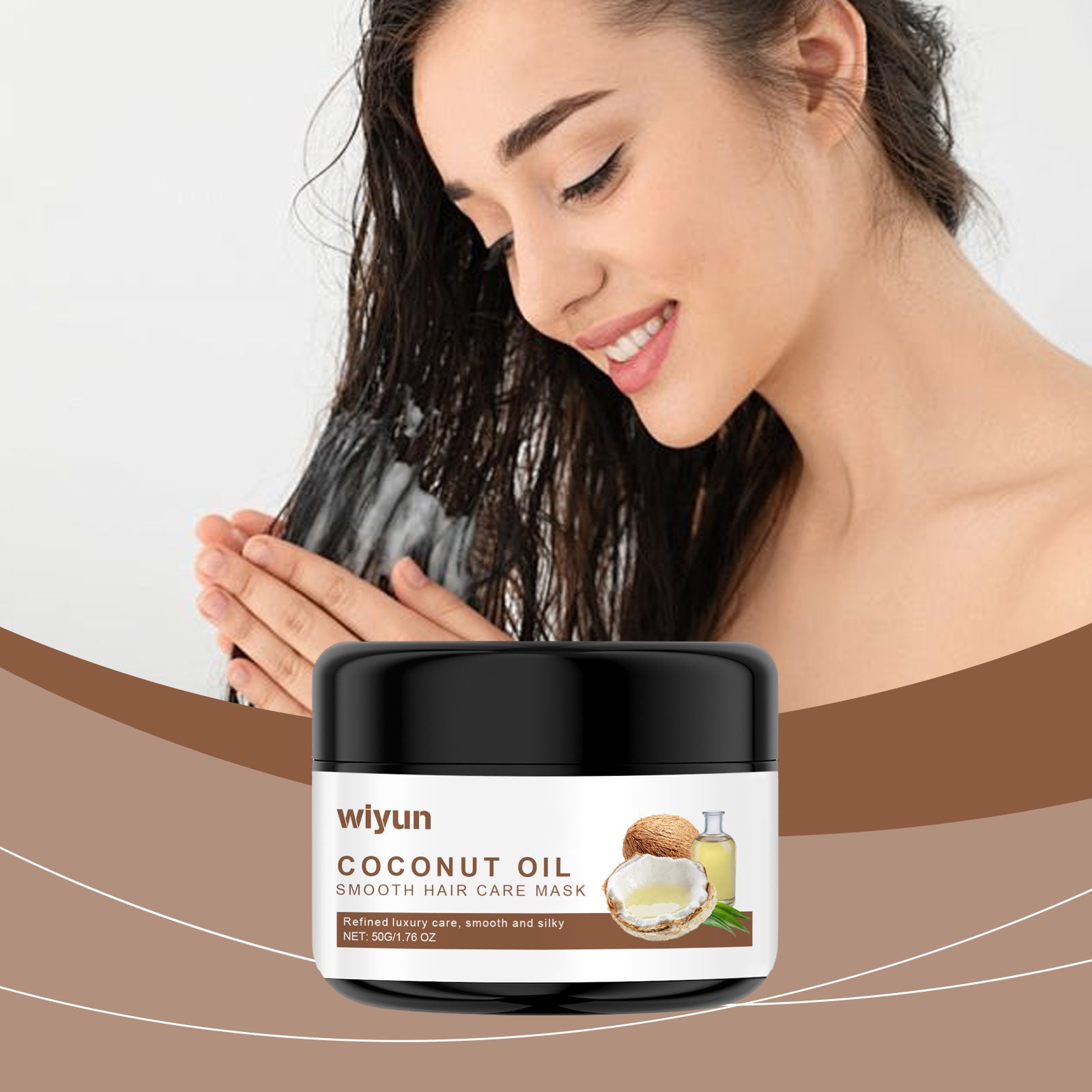 Coconut Oil Smoothing Hair Mask, Hydrating Hair Care for Dry, Damaged, and Frizzy Hair ,50g