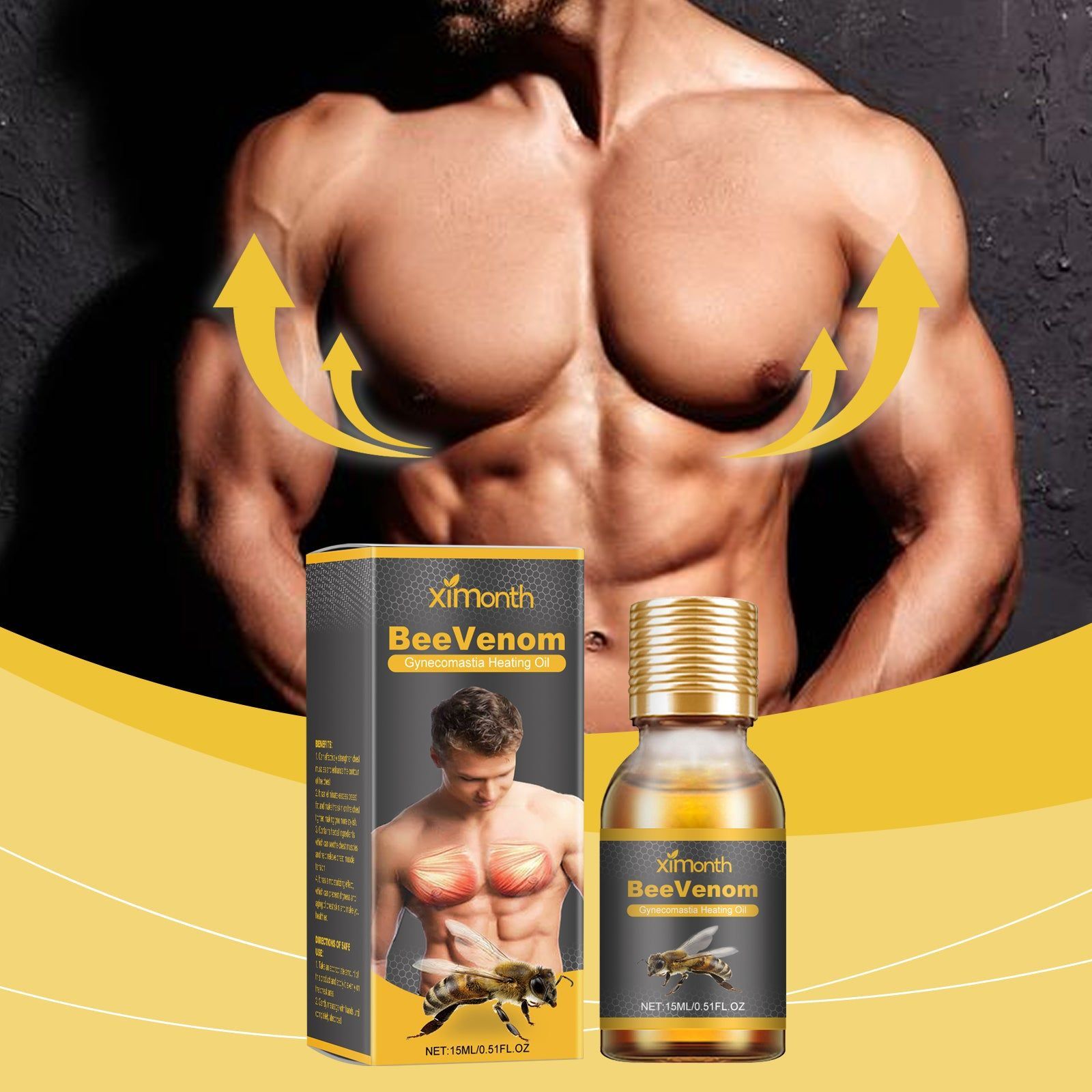 Men's Chest Firming Oil, Male Care, Collagen Boost, Skin Tightening, Moisturizer ,15ml