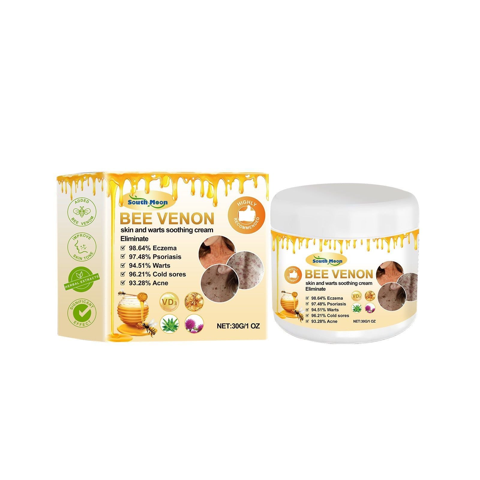 Bee Venom Body Care Cream, Brightening, Moisturizing, Wart & Blemish Treatment ,30g