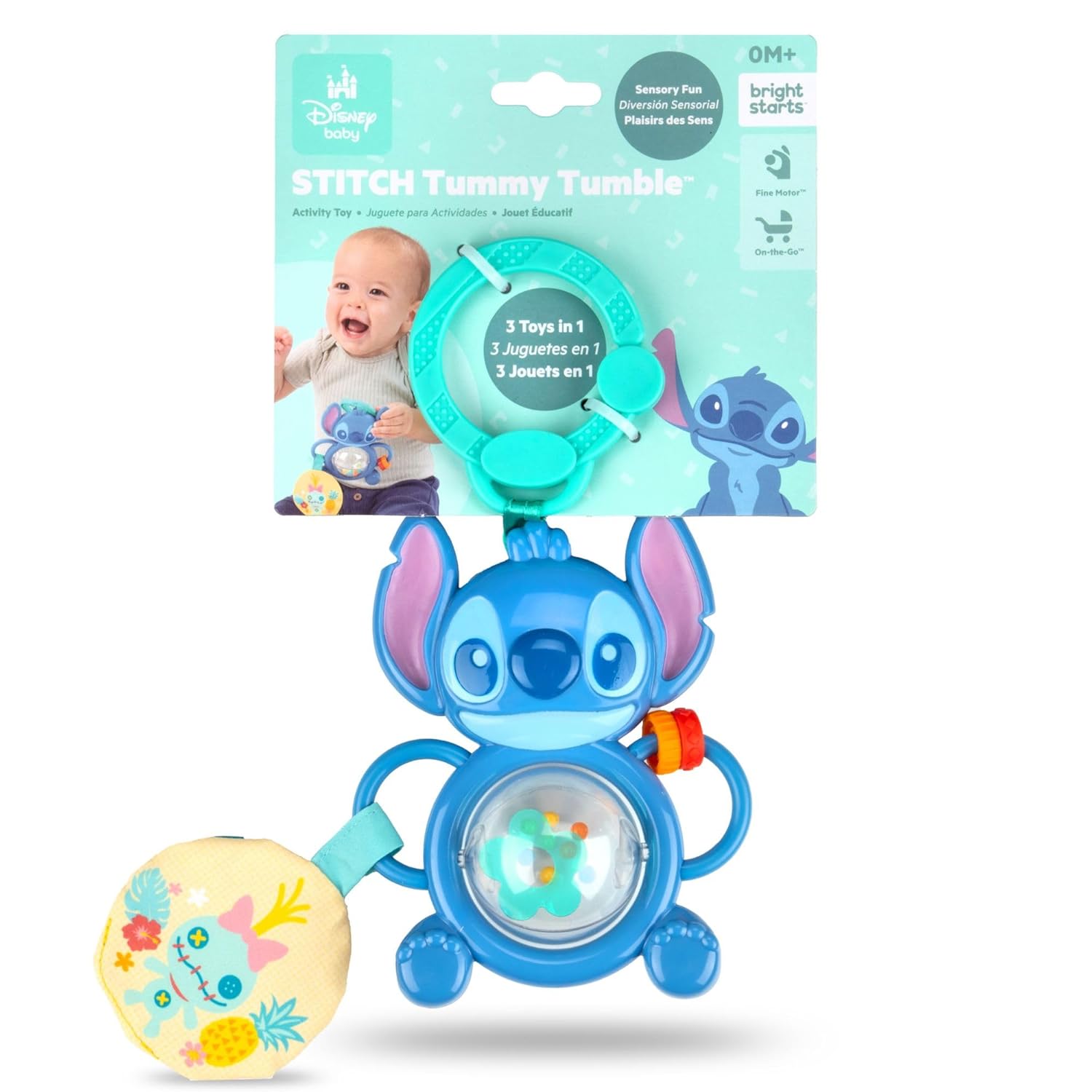 Bright Starts Disney Baby Lilo & Stitch Stitch Tummy Tumble Activity Toy (14 x 26.9cm), 0 months+