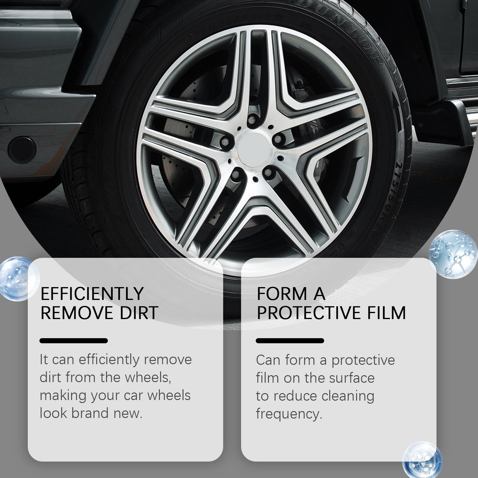Car Wheel Cleaning Spray, Decontamination, Maintenance, Dirt Removal, Protect & Shine ,120ml