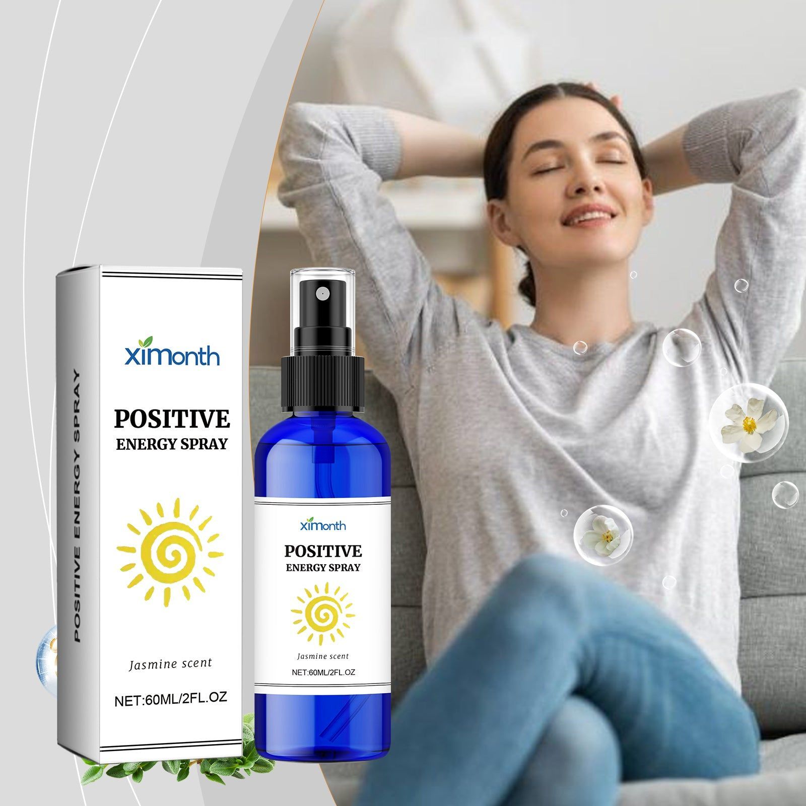 Body Care Spray, Natural Jasmine Fragrance, Refreshing Daily Body & Room Mist ,60ml