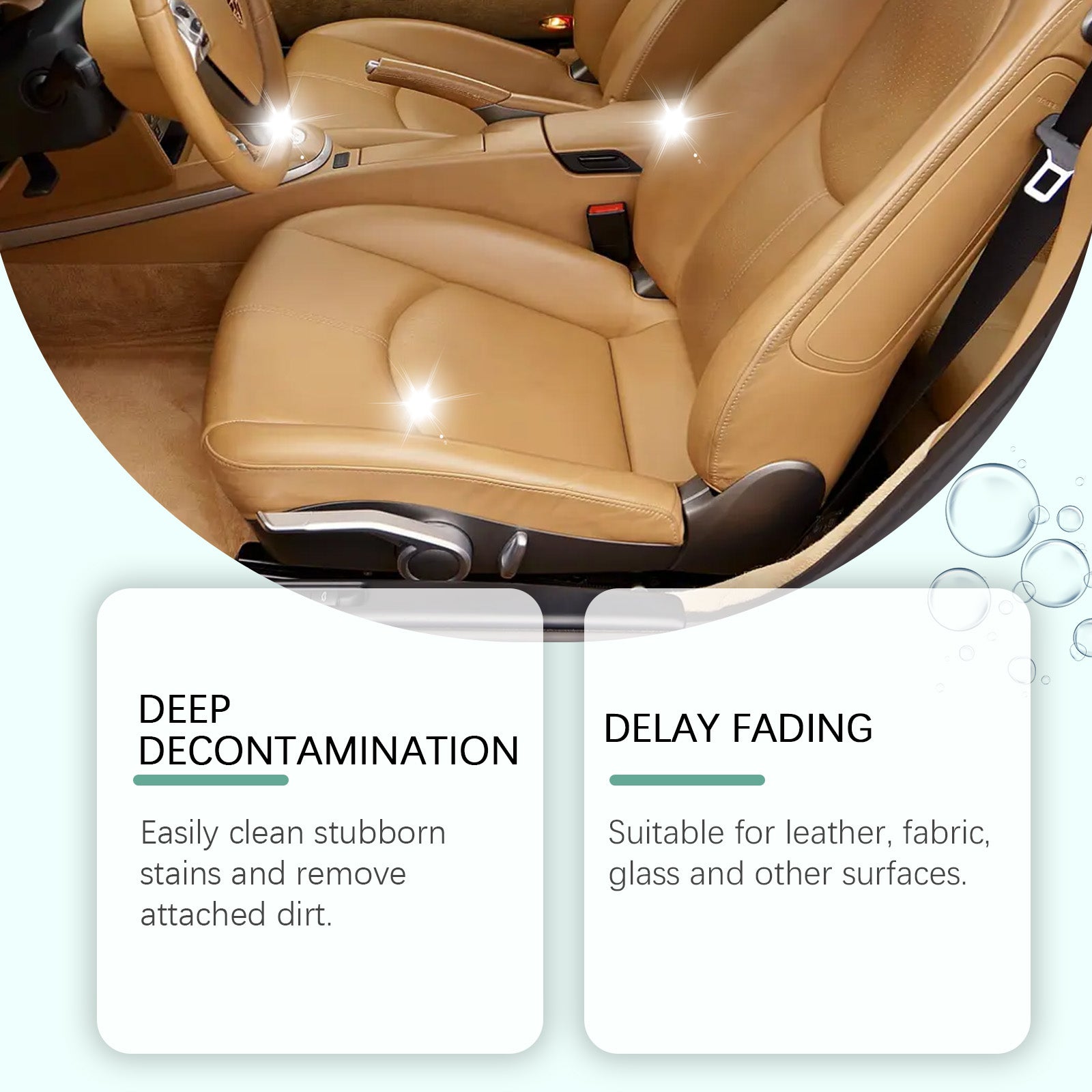 Car Cleaning Spray, Multi-Functional Seat Cleaner, Stain Remover, Leather & Fabric, Easy Car Interior Maintenance ,100ml