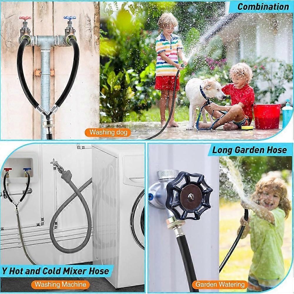 Y Mixer Hose Connector with Washing Machine Hose, Hot and Cold Water Supply Splitter and Washing Machine Connector