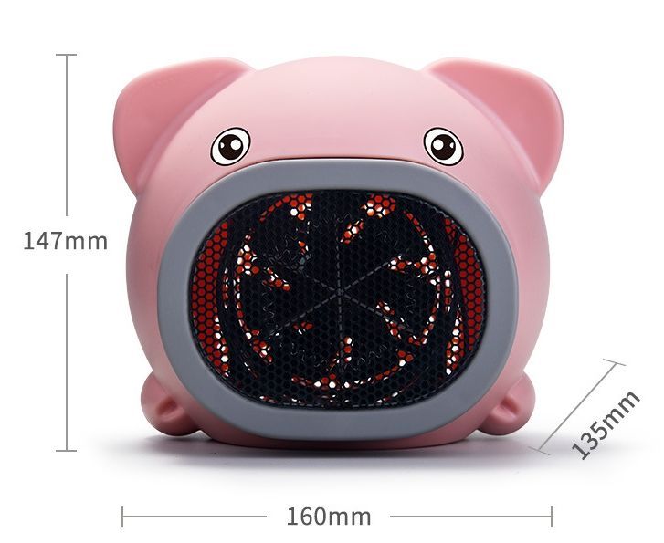Mini Electric Warmer Cartoon Pig Heating Fan Desktop Warm Air Blower For Household Office