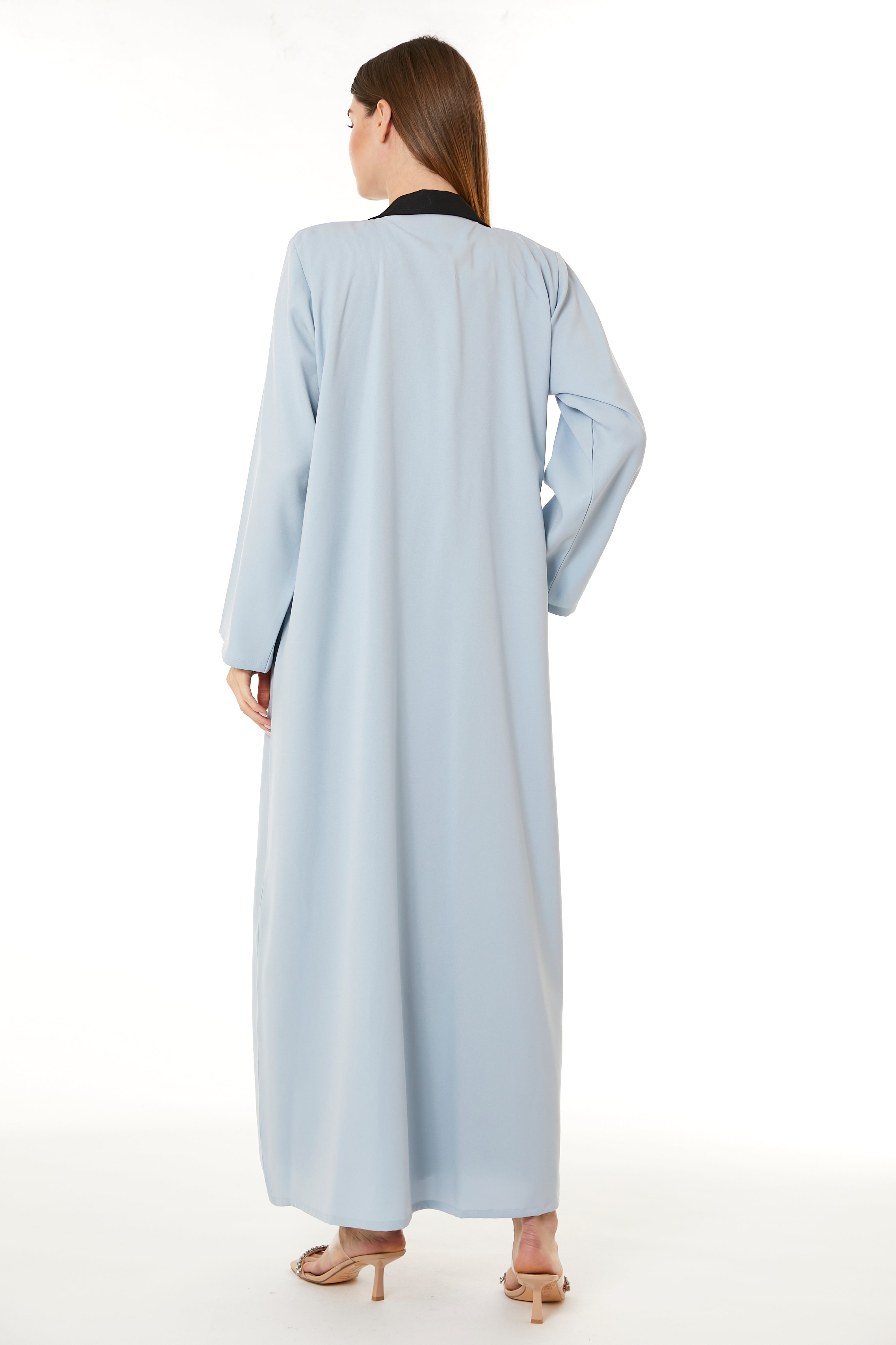 MOiSTREET Light Blue Indonesian Crepe Hand Embellished Abaya