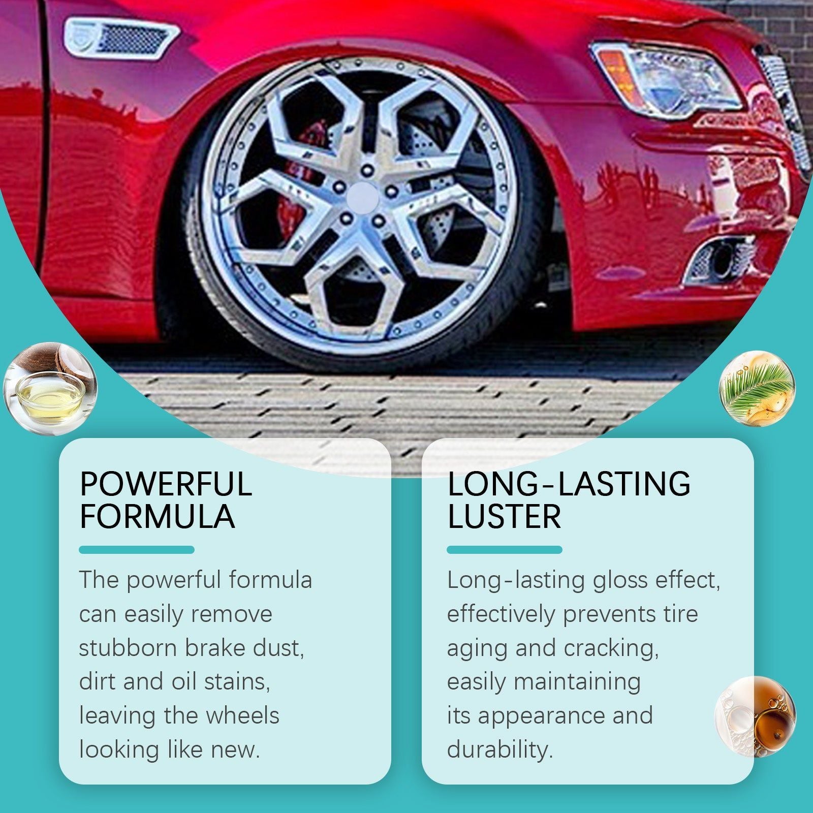 Car Cleaning Wheel Cleaner, Tire Foam Decontamination, Fast Dirt Removal ,237ml
